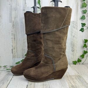 VIC MATIE Knee High Brown Suede Leather Boots from Italy EU 38 Womens US Size 8